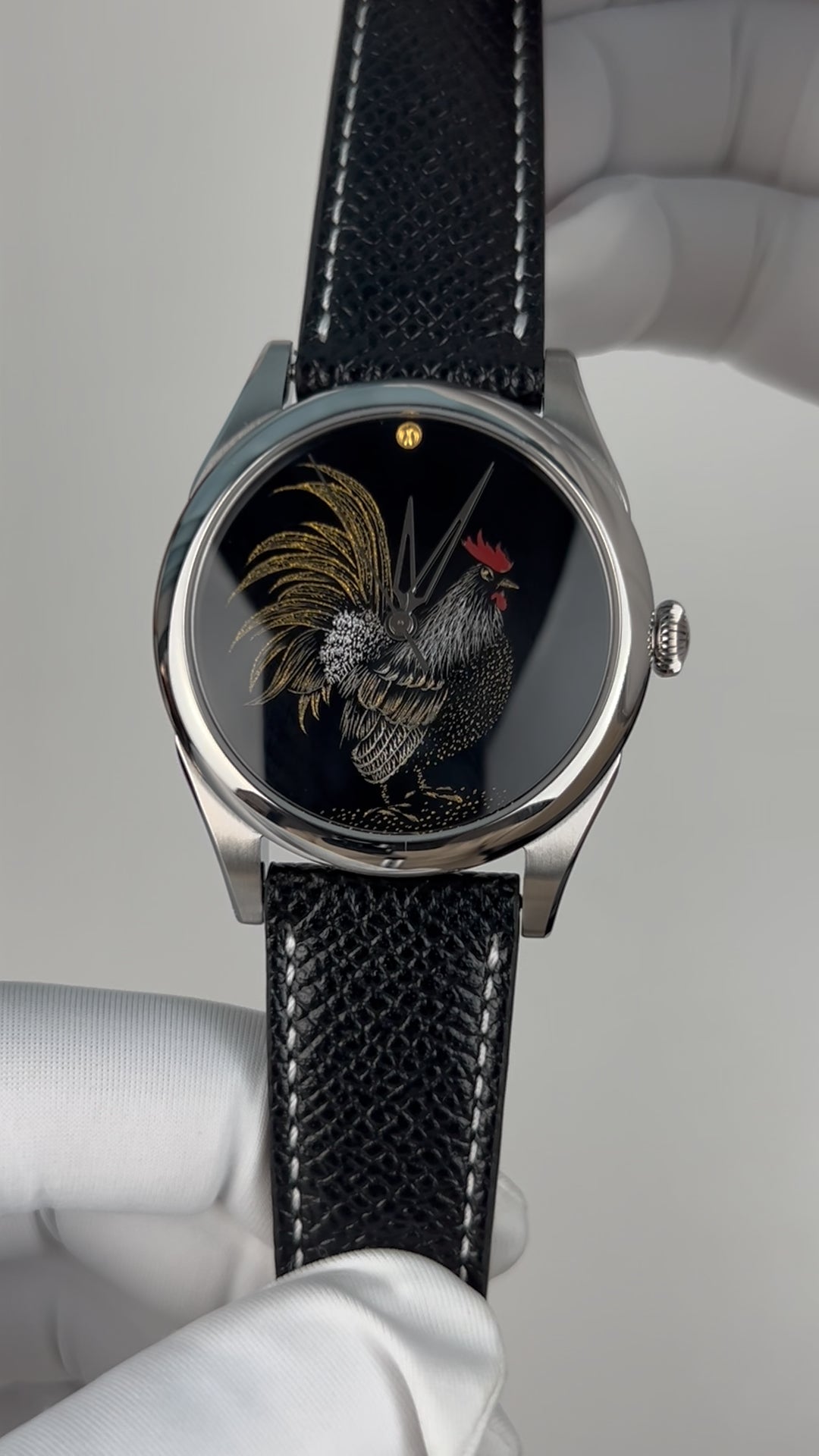 Rooster · Qiangjin gold-inlay lacquer dial