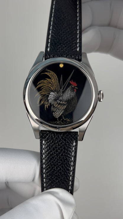 Rooster · Qiangjin gold-inlay lacquer dial