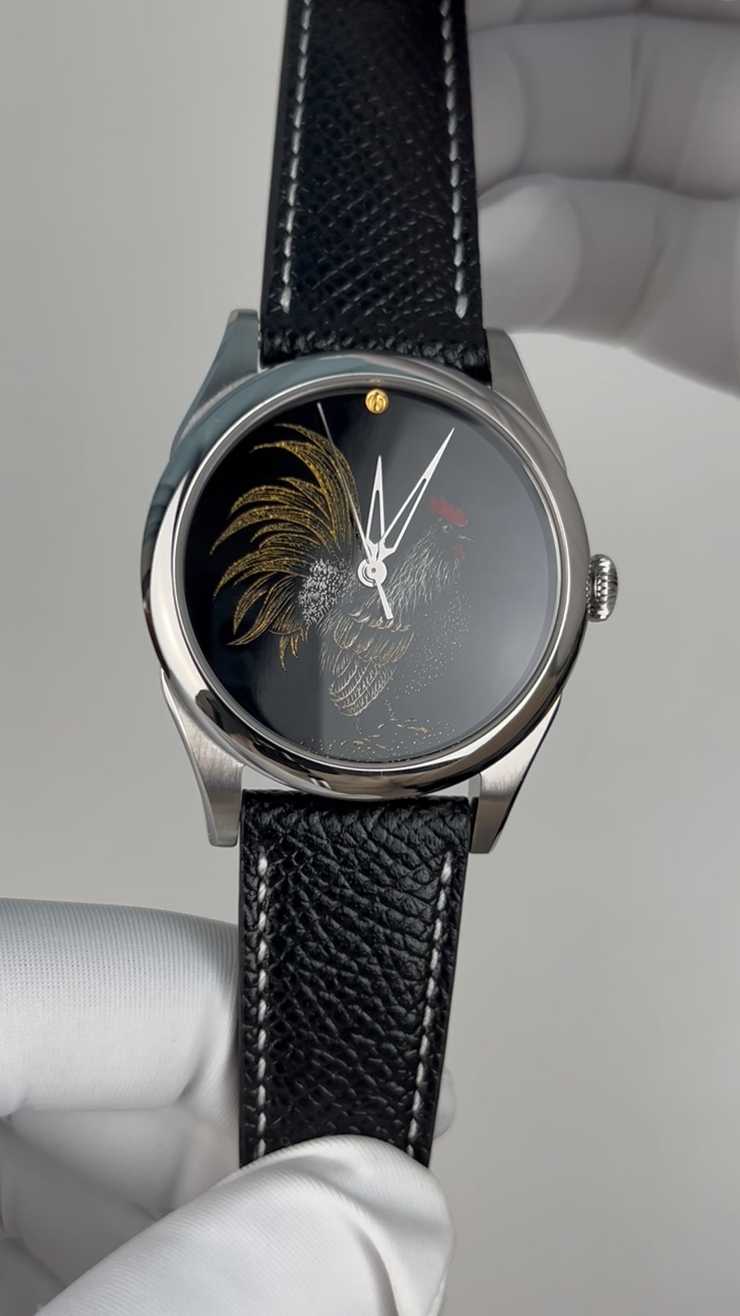 Rooster · Qiangjin gold-inlay lacquer dial