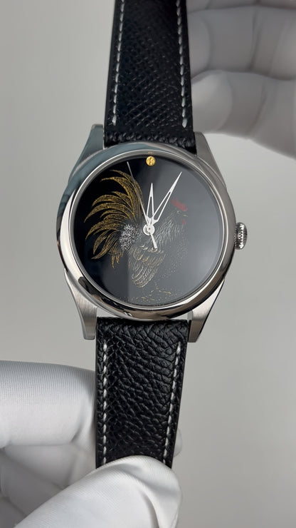 Rooster · Qiangjin gold-inlay lacquer dial