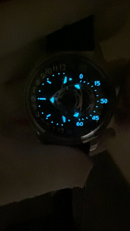 Rotary · black dial · leather strap