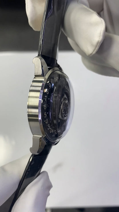Rotary · black dial · leather strap