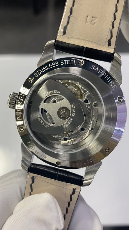 Rotary · black dial · leather strap