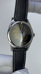 Rooster · Fú 福 · Qiāng Jīn gold-inlay lacquer dial