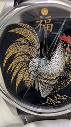 Rooster · Fú 福 · Qiāng Jīn gold-inlay lacquer dial