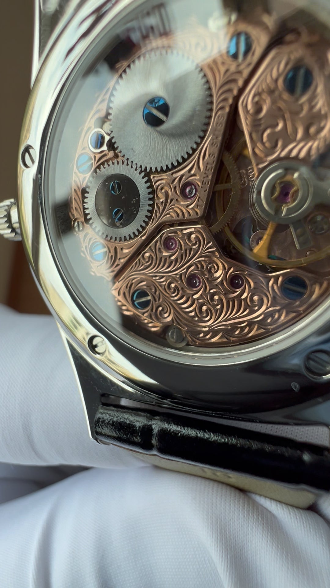 Turquoise dial watch · ETA7001 decorated