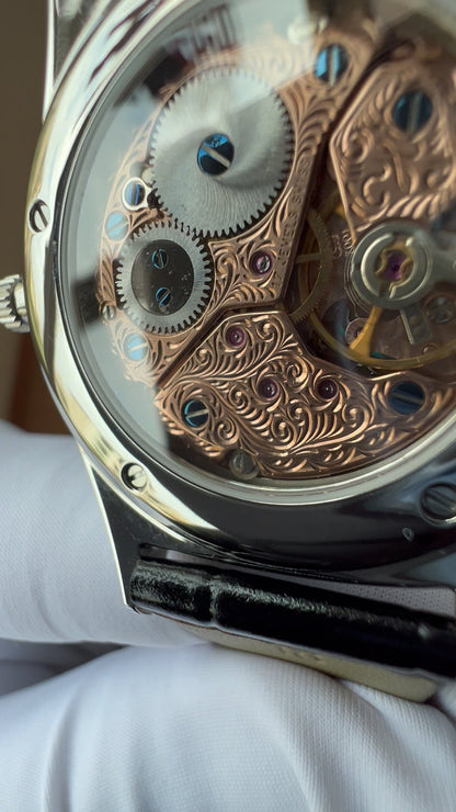 Turquoise dial watch · ETA7001 decorated