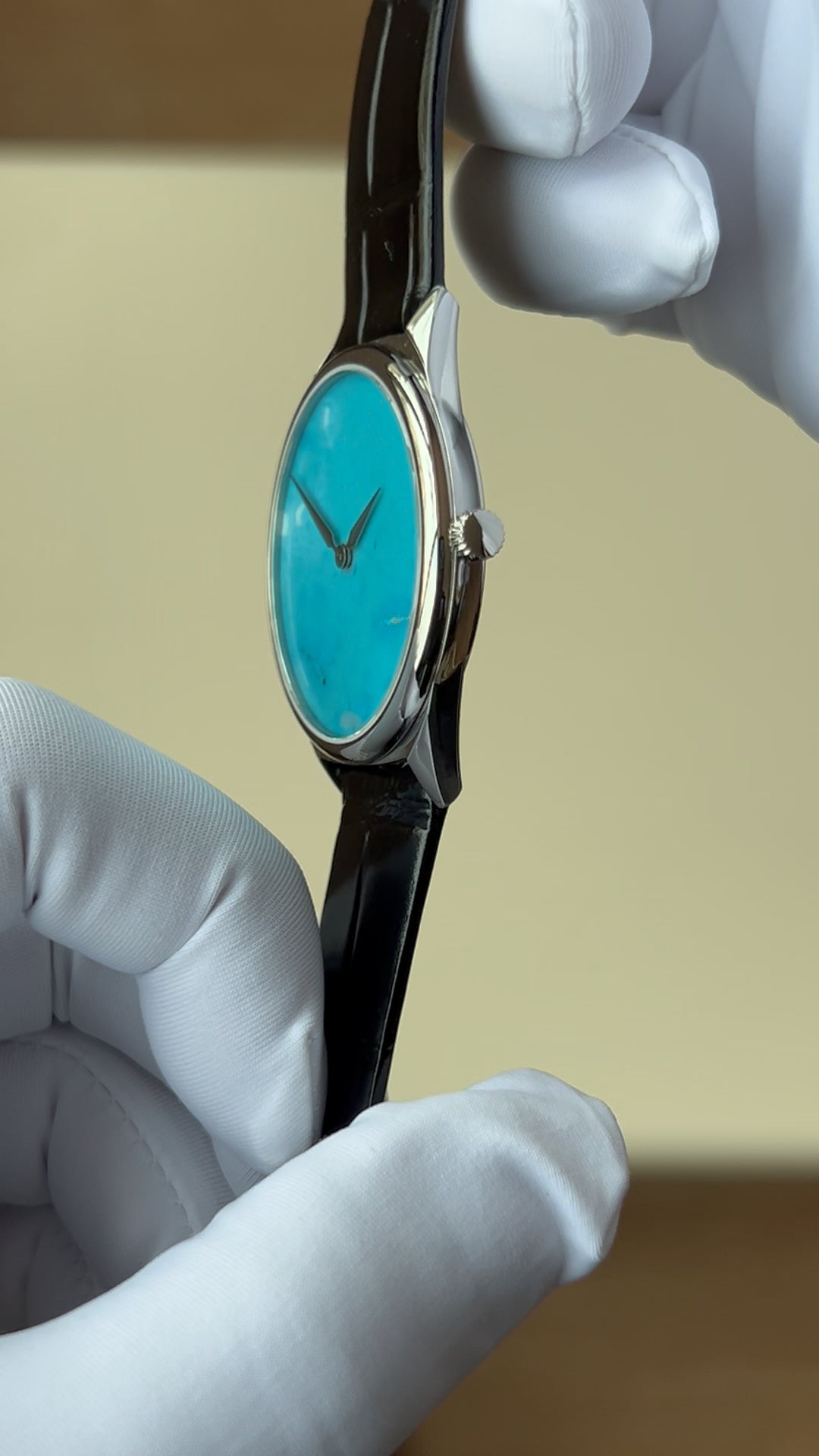 Turquoise dial watch · ETA7001 decorated