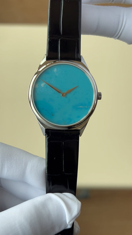 Turquoise dial watch · ETA7001 decorated