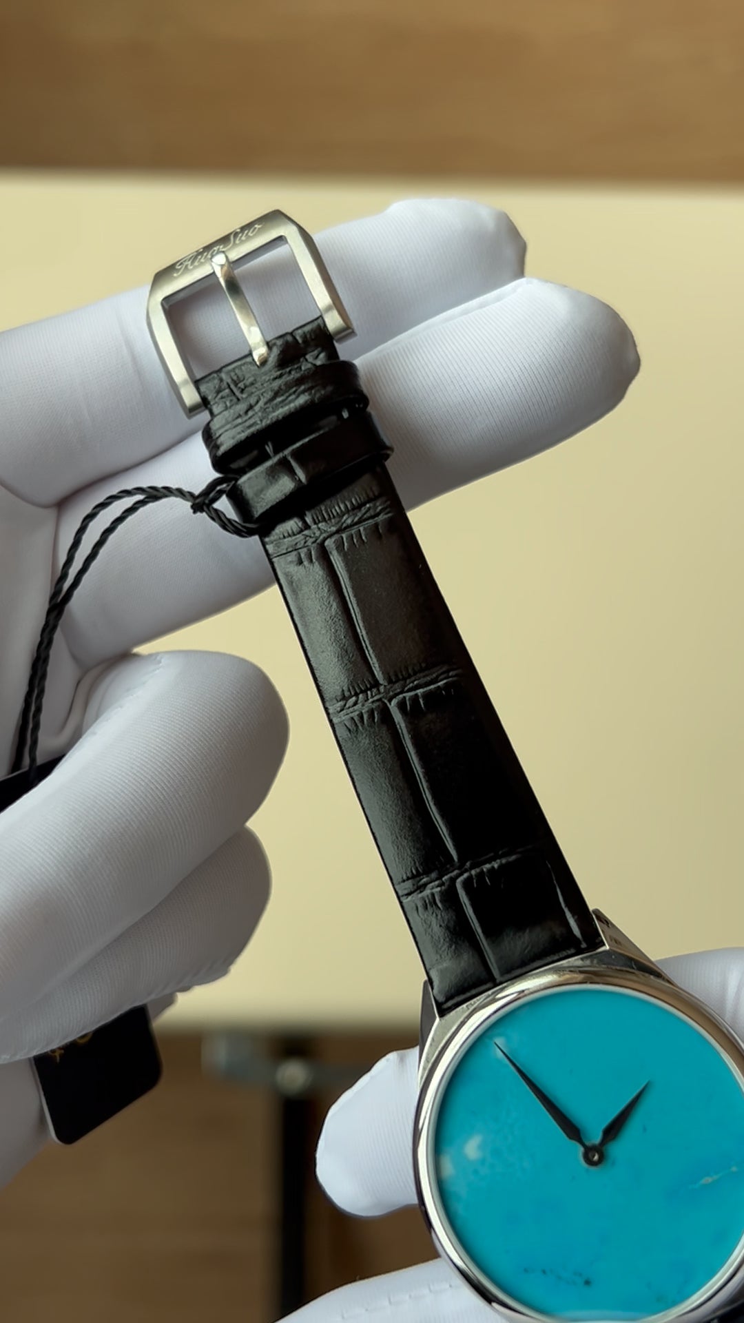 Turquoise dial watch · ETA7001 decorated