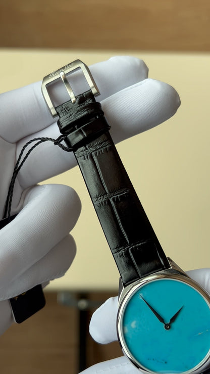 Turquoise dial watch · ETA7001 decorated