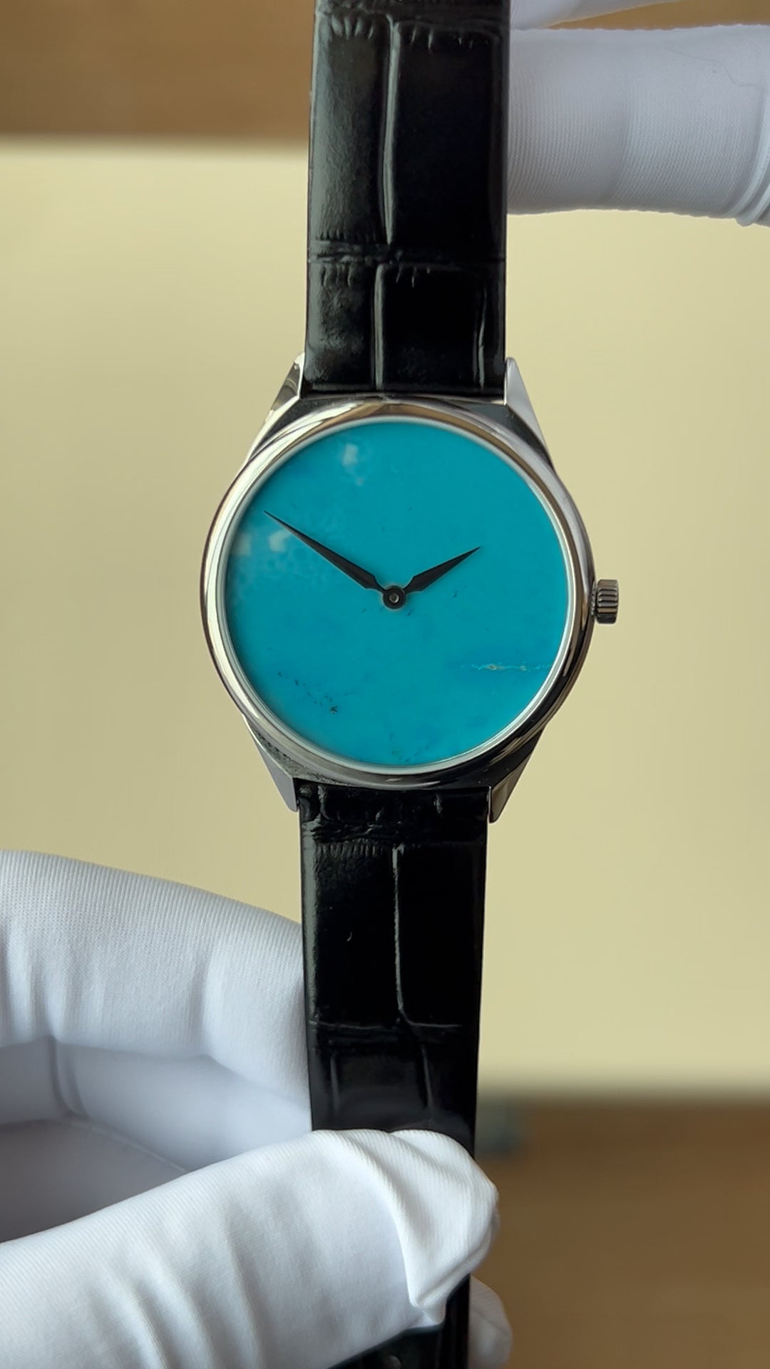 Turquoise dial watch · ETA7001 decorated