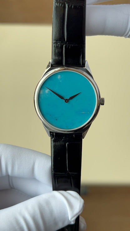 Turquoise dial watch · ETA7001 decorated