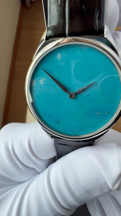 Turquoise dial watch · ETA7001 decorated