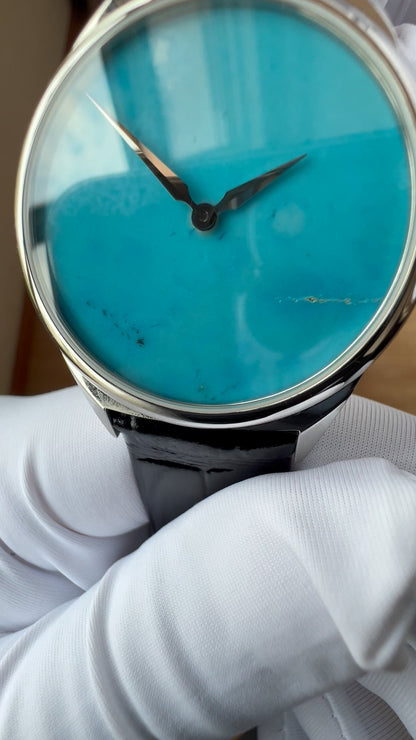 Turquoise dial watch · ETA7001 decorated