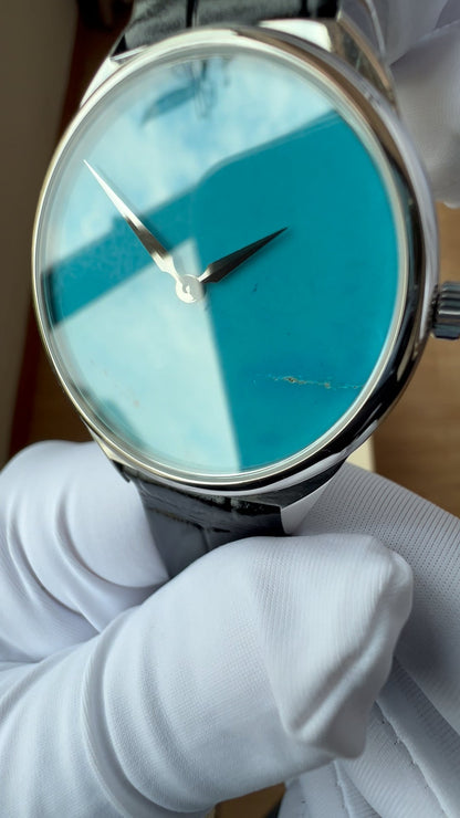 Turquoise dial watch · ETA7001 decorated
