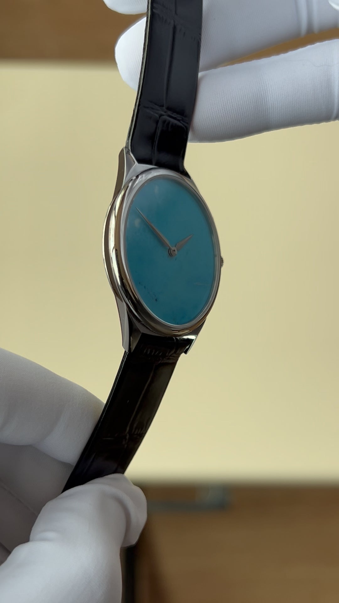 Turquoise dial watch · ETA7001 decorated