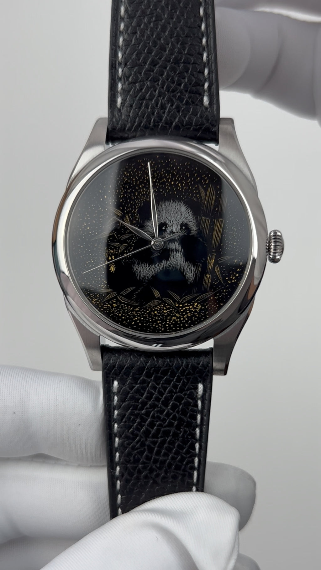 Panda · Qiāng Jīn gold-inlay lacquer dial
