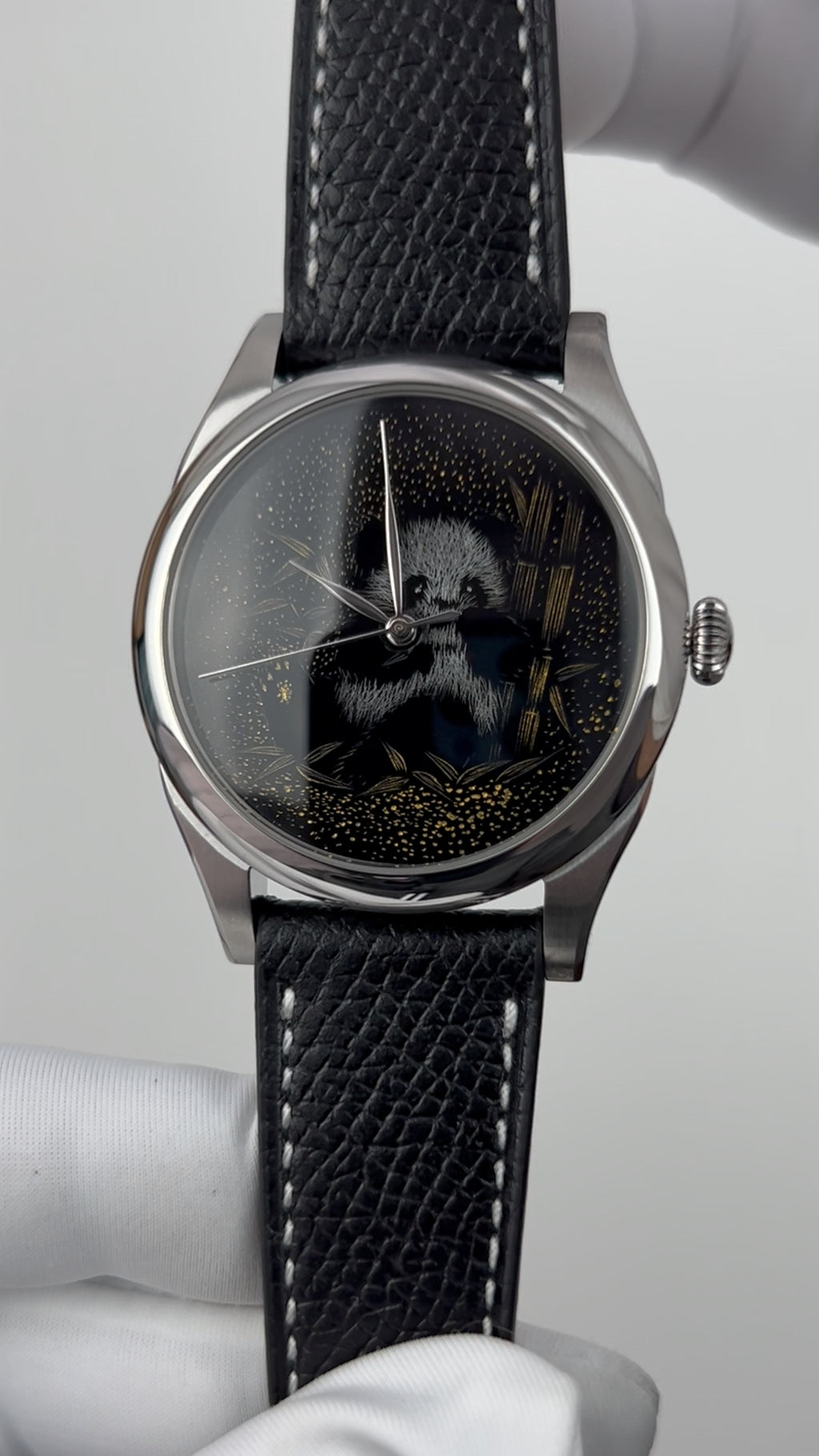Panda · Qiāng Jīn gold-inlay lacquer dial