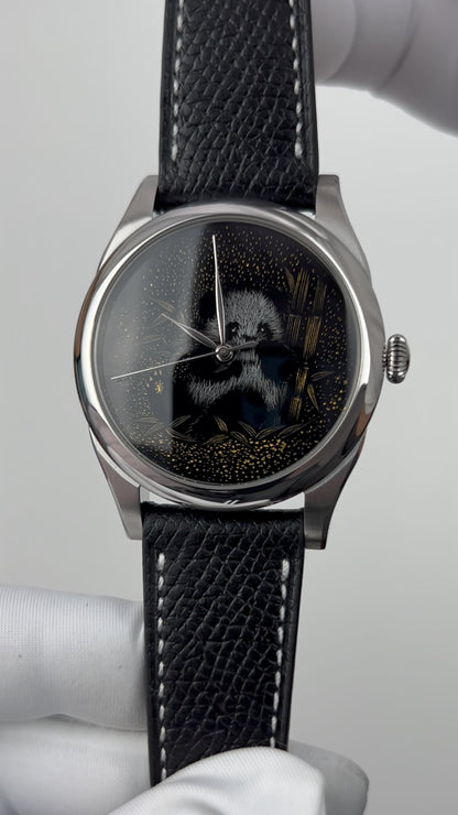 Panda · Qiangjin gold-inlay lacquer dial