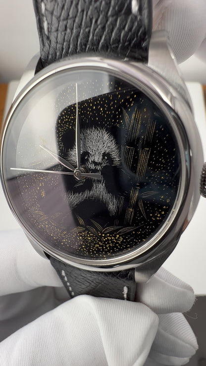 Panda · Qiangjin gold-inlay lacquer dial