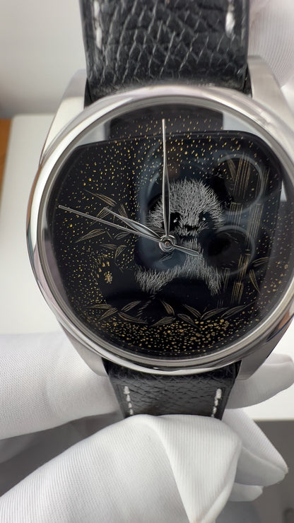 Panda · Qiangjin gold-inlay lacquer dial