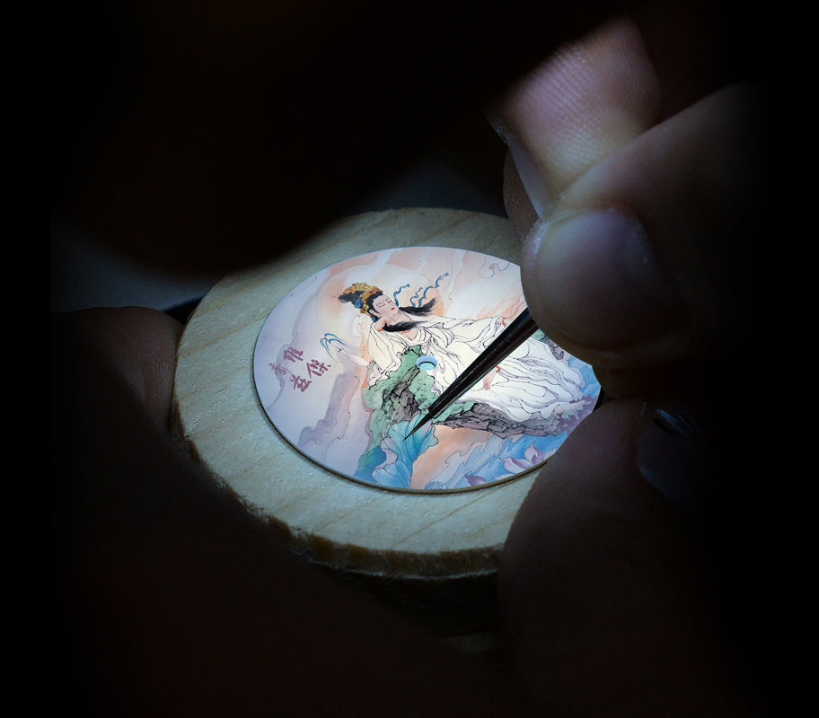 Guān Yīn · miniature enamel painting dial