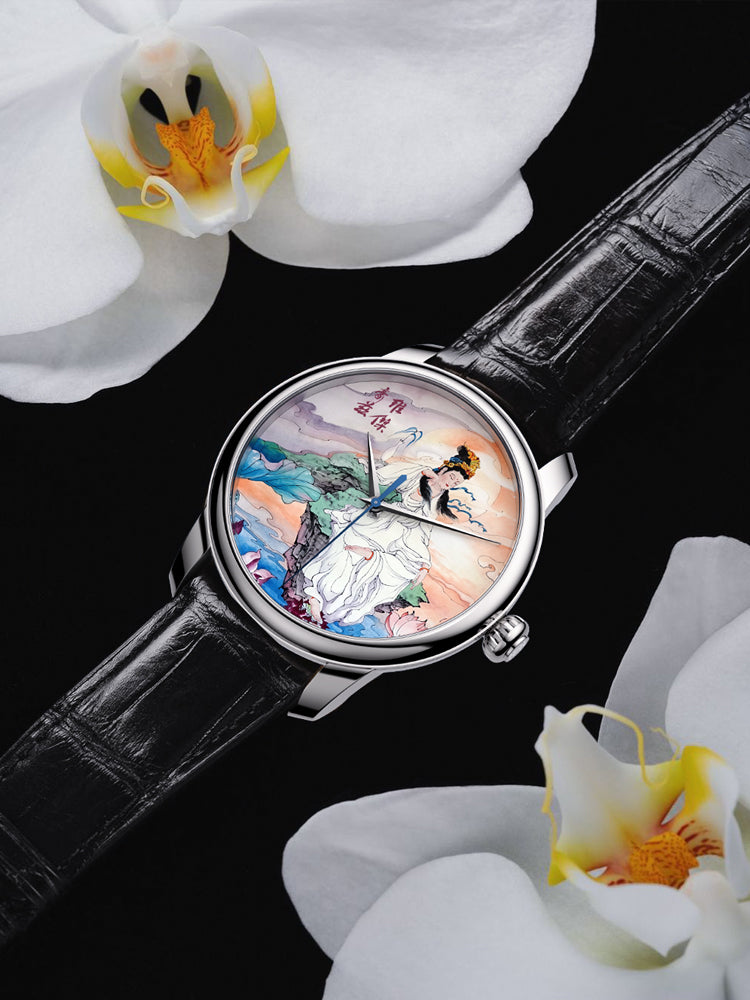 Guān Yīn · miniature enamel painting dial