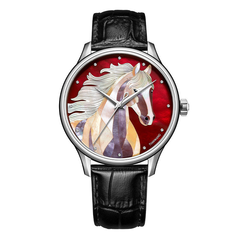 Horse · mother-of-pearl marquetry dial