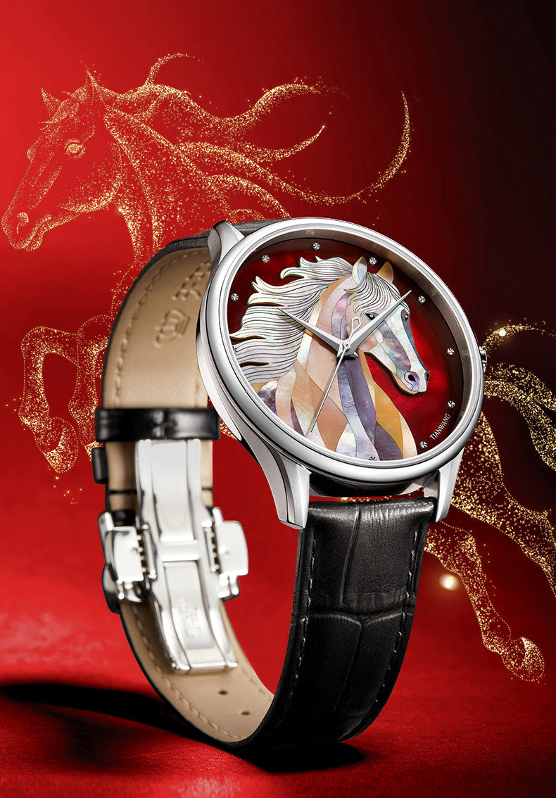Horse · mother-of-pearl marquetry dial