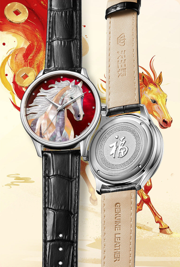 Horse · mother-of-pearl marquetry dial