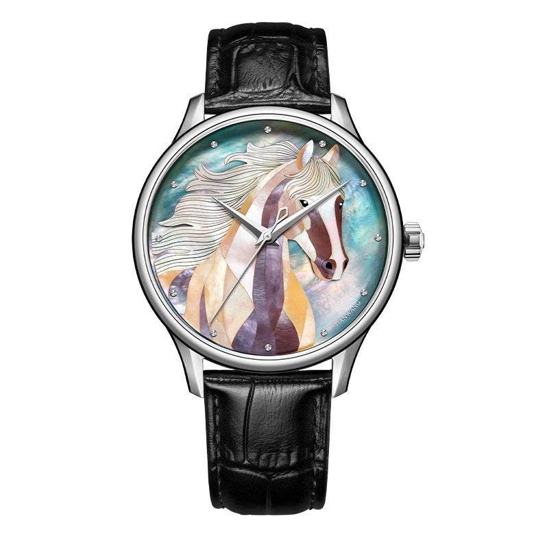Horse · mother-of-pearl marquetry dial