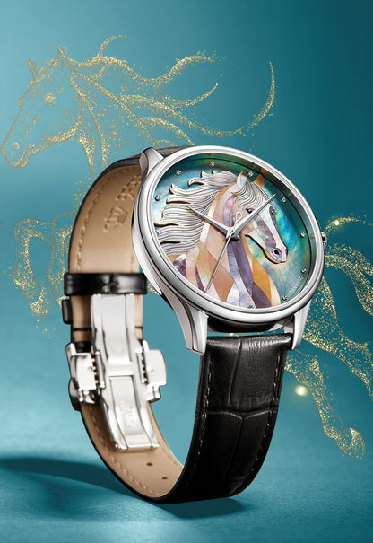 Horse · mother-of-pearl marquetry dial