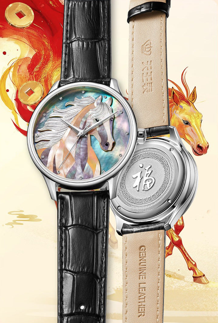 Horse · mother-of-pearl marquetry dial