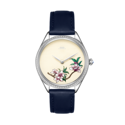 Sū Embroidery · Peach Blossom · Zircon Bezel