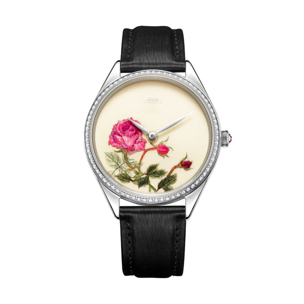 Sū Embroidery · Rose · Zircon Bezel