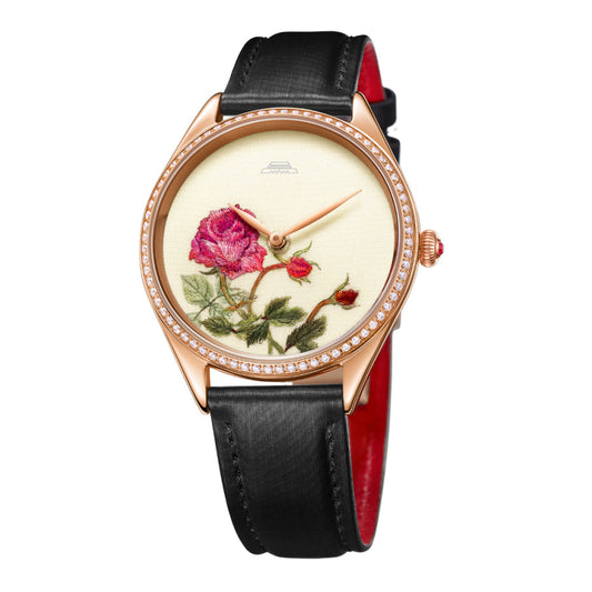 Sū Embroidery · Rose · Zircon Bezel