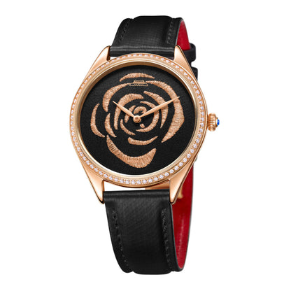 Sū Embroidery · Rose · Zircon Bezel