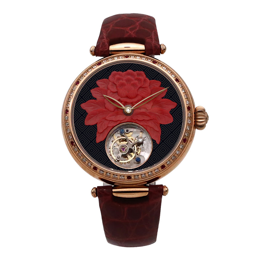 Hua Kai Fu Gui · carved lacquer dial