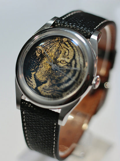 Tiger · Qiangjin gold-inlay lacquer dial
